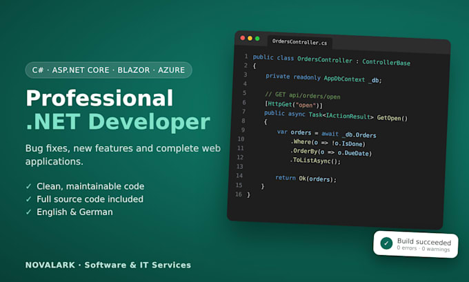 develop or fix your c sharp dotnet, asp net core or blazor web application