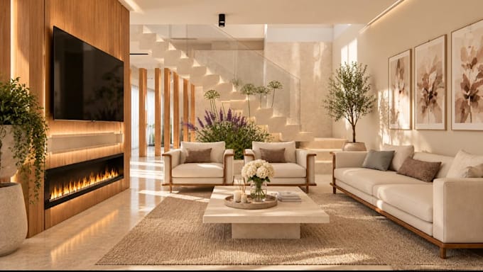 optimize 3d residential interior,internal apartment layout,highend livingroom