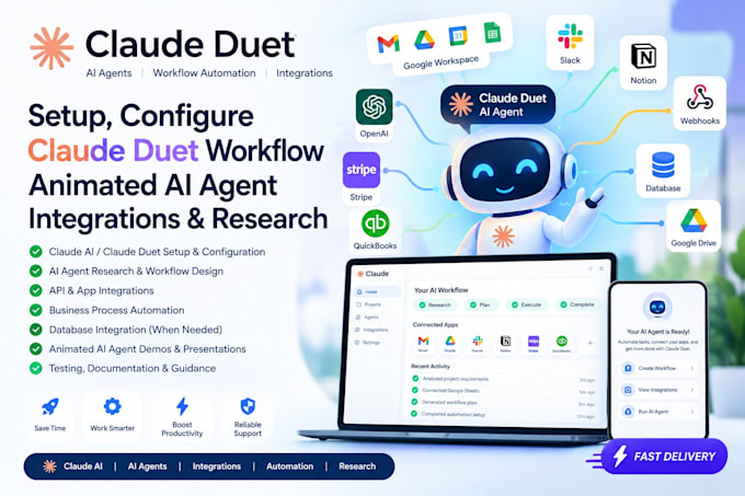 setup configure claude duet workflow animated ai agent integrations research