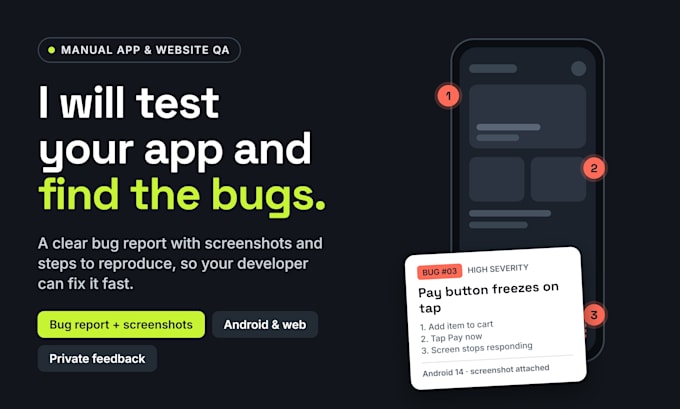 test your website android app and write a detailed bug report gaming qa testing