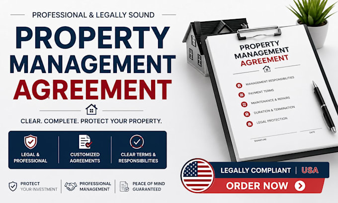 draft a professional property management agreement and contact