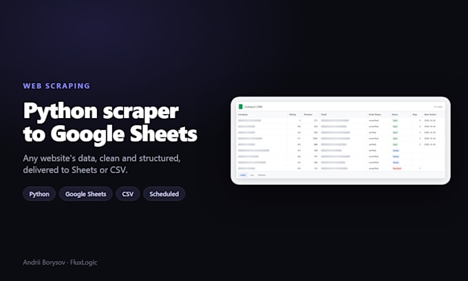 build a python web scraper for google sheets or CSV