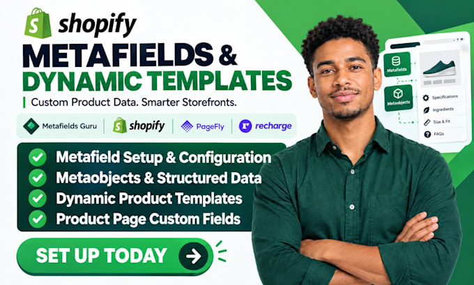 set up shopify metafields metaobjects dynamic templates variants dynamic content