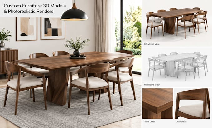 create custom furniture 3d models and photorealistic render