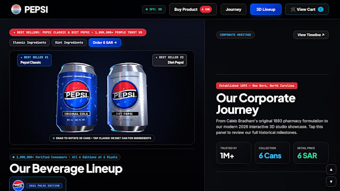 provide a modern 3d product showcase website