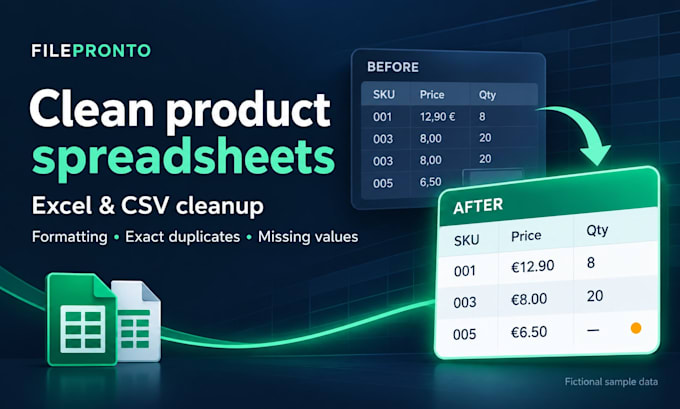 clean and format your excel product spreadsheet