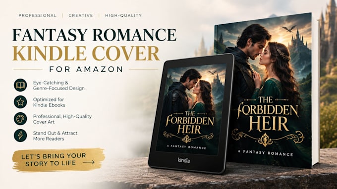 create a fantasy romance kindle cover for amazon