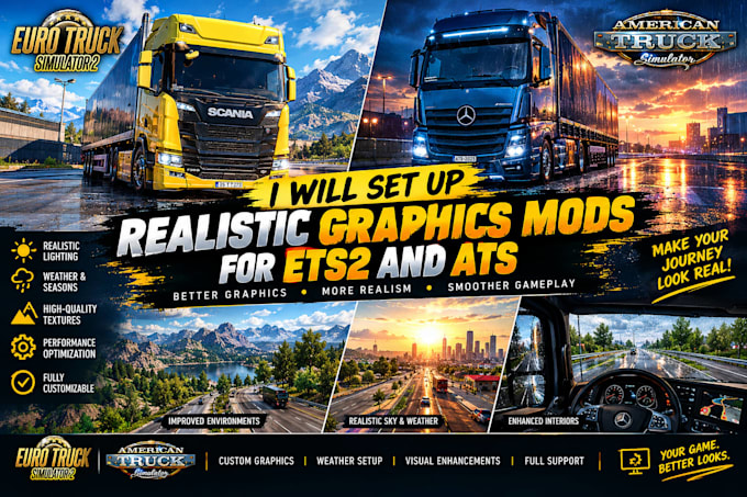 set up realistic graphics mods for ets2 and ats