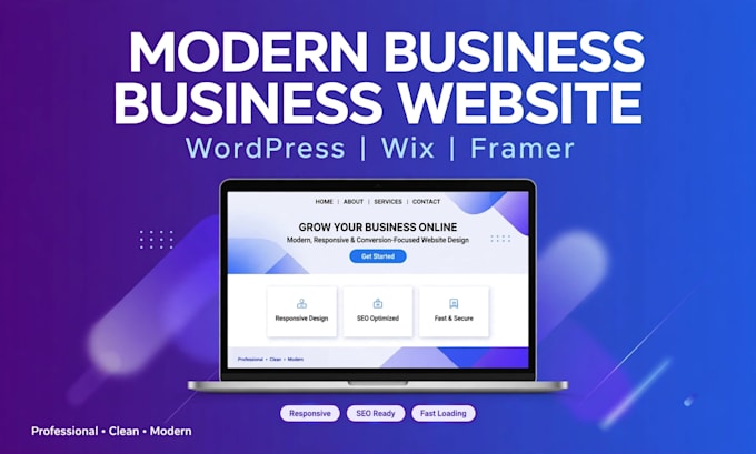 design modern responsive business website in wordpress wix framer