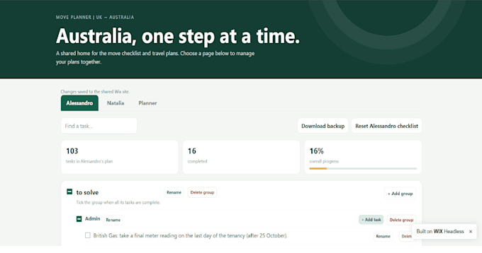 build a custom interactive planner website