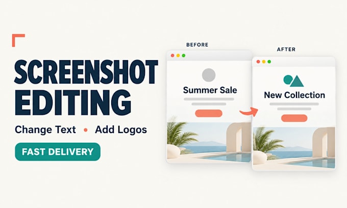 change or replace text, add logo, and editing any screenshot image