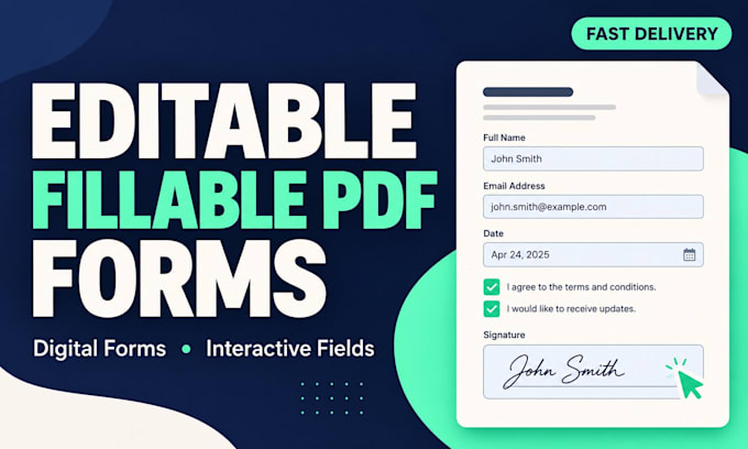 design professional editable, fillable PDF and digital forms and embed