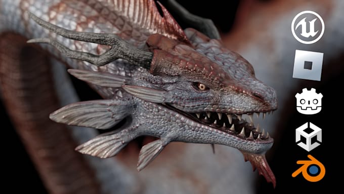 create 3d creature, monster and dragon model for roblox, unity or unreal engine
