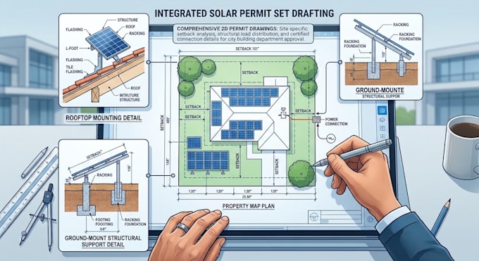 draft residential solar site plans and mounting details