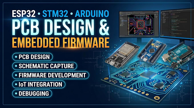 design esp32 stm32 arduino pcb and embedded firmware