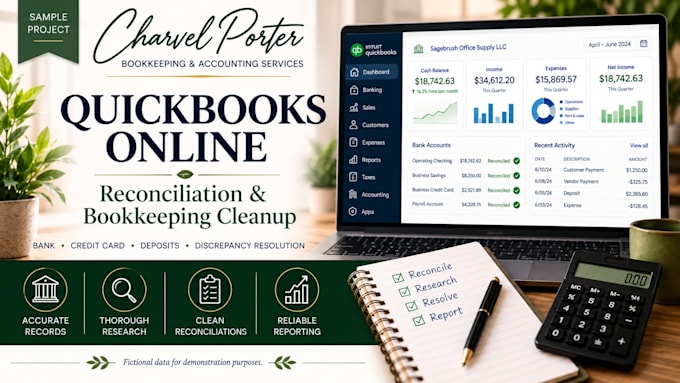 do bookkeeping, account reconciliation, and accounting cleanup