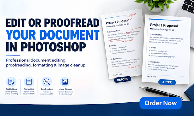 edit and proofread business documents in photoshop