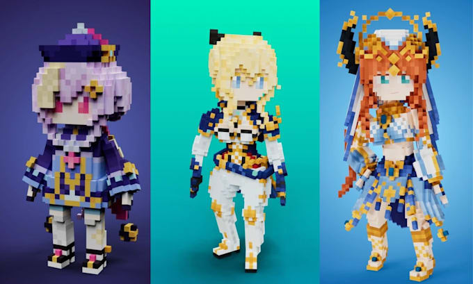 Design voxel art 3d pixel art character minecraft models 3d voxel game ...