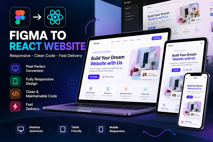 convert image or figma to a responsive react website