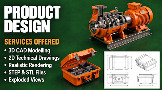 do 3d cad design, 3d product design, 3d cad modeling in solidworks