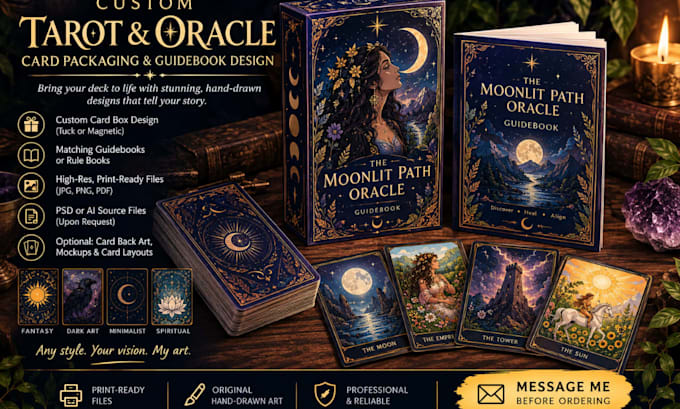 design unique boxes and guidebooks for tarot or oracle decks