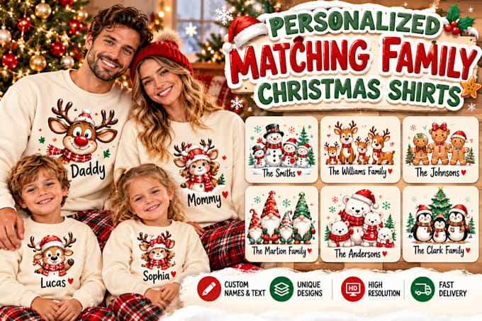Design personalized matching family christmas shirt graphics by ...