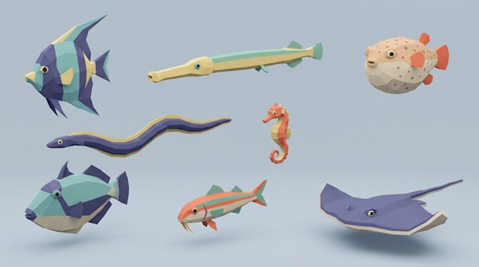create roblox low poly underwater assets fish models ocean props sea creatures