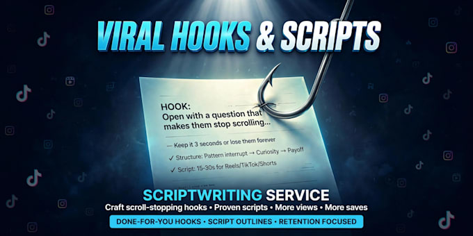 write viral hooks and scripts for your tiktok, reels and shorts