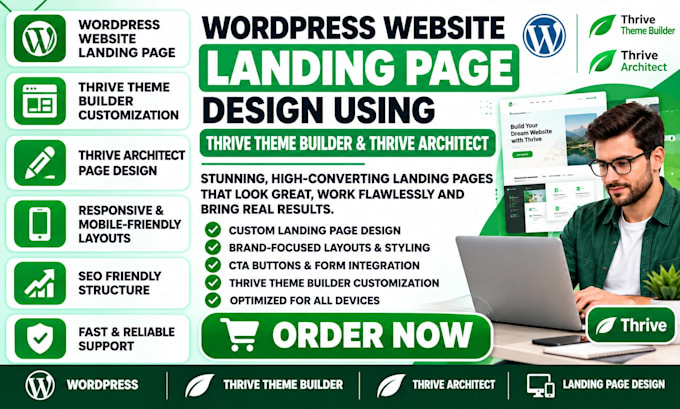 design wordpress website landing page with thrive theme builder thrive architect