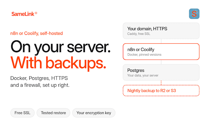 self host n8n or coolify on your vps with postgres https and backups