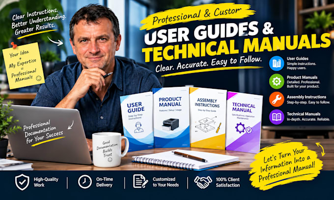 create PDF user guide or booklet, assembly instruction or technical manual