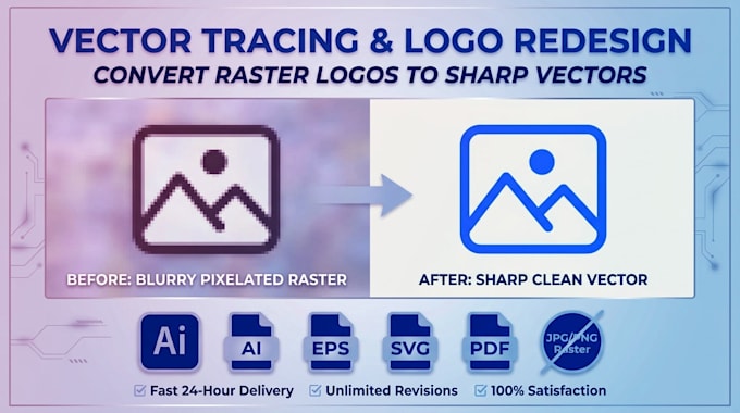 vectorize, redesign, and convert logo to vector illustrator