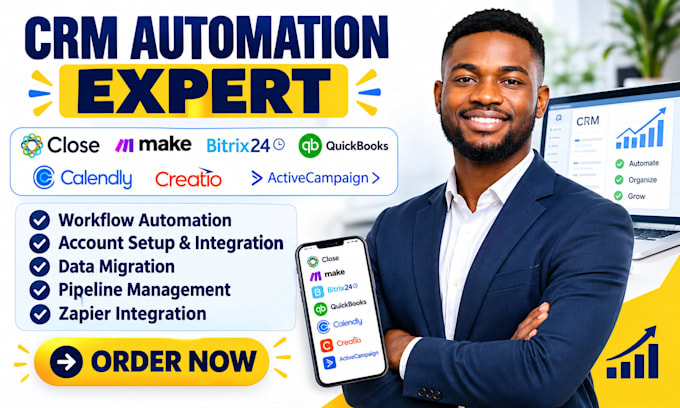 automate close, make, bitrix24, quickbooks, calendly, creatio, activecampaign