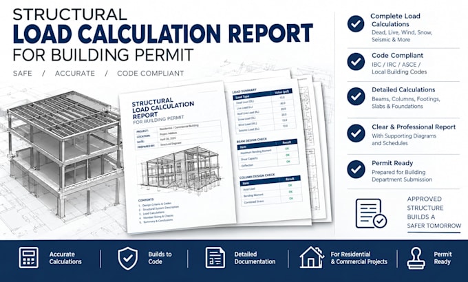 prepare structural load calculation report for building permit