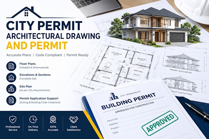 design city permit, architectural drawing and permit
