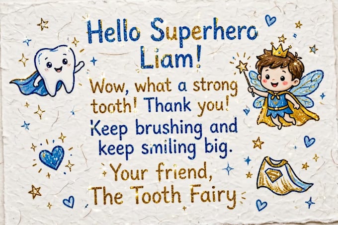 handwrite a cute tooth fairy letter for your child