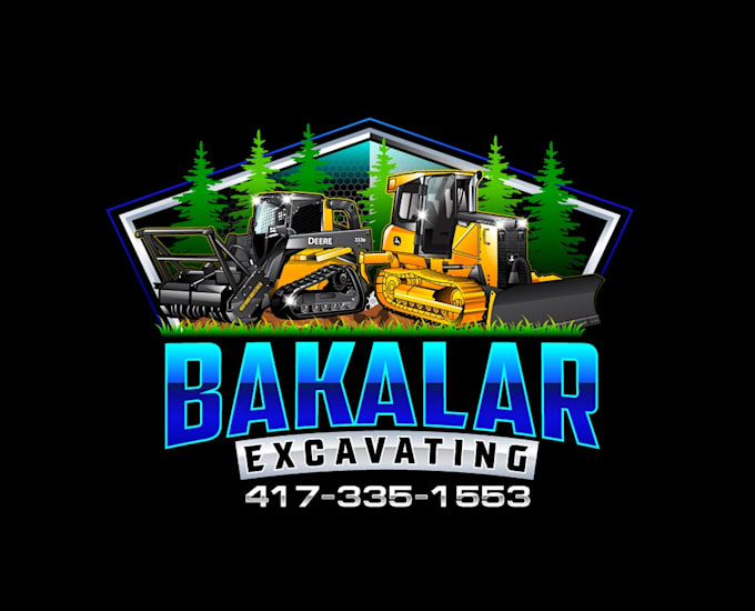 design creative excavator, skid steer and forestry mulching logo