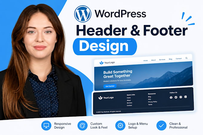 design or customize a wordpress header and footer
