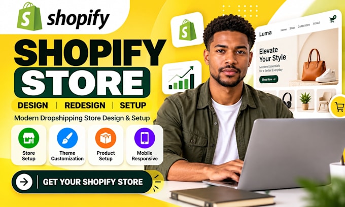 build shopify store website, redesign shopify website and copy dropshipping site
