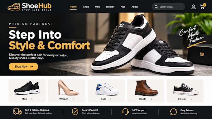 do a landing page shoe website