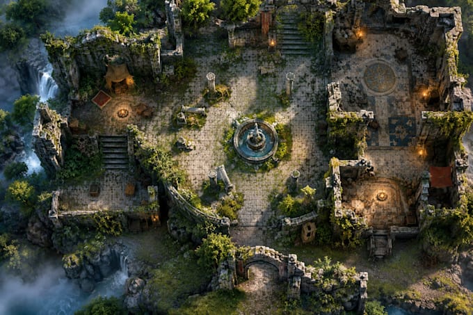 create custom dnd battle map, rpg map, fantasy ttrpg map, vtt, dungeon map