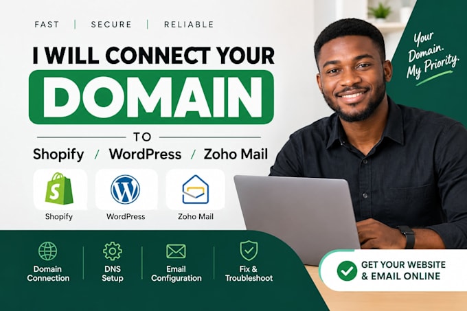 connect your domain to shopify, wordpress, or zoho mail