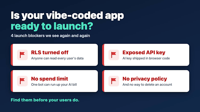 audit your vibe coded app before launch for security privacy and launch gaps