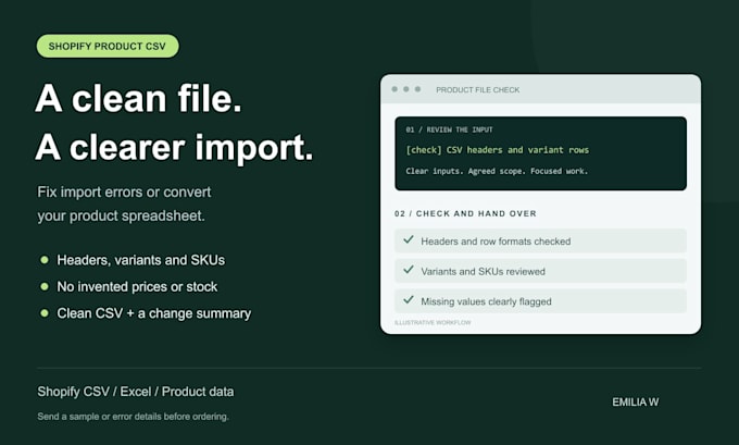 fix shopify product CSV import errors and format your spreadsheet