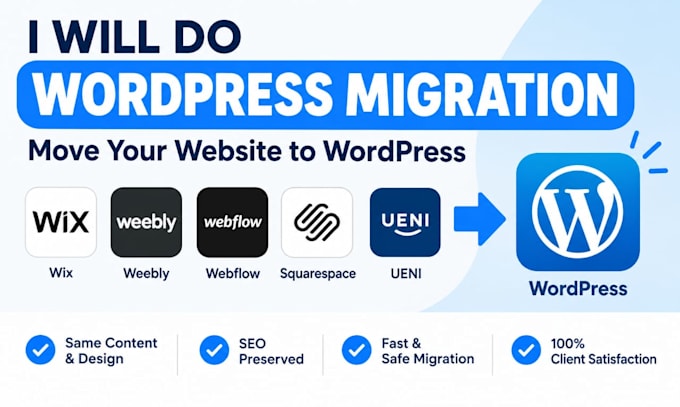 wordpress migration wix weebly webflow squarespace ueni to wordpress website