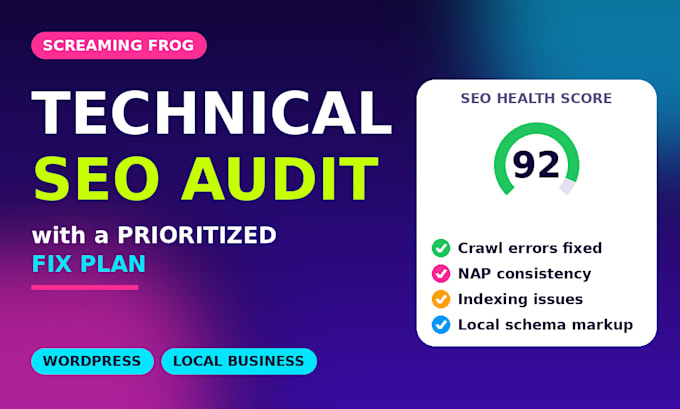 do a screaming frog technical SEO audit for a wordpress local business
