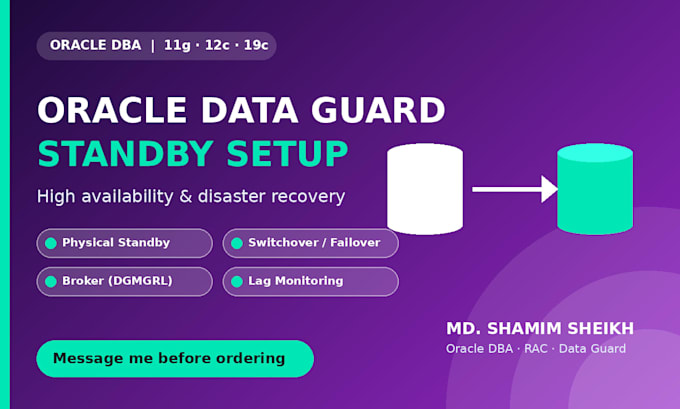 setup oracle data guard standby database for disaster recovery