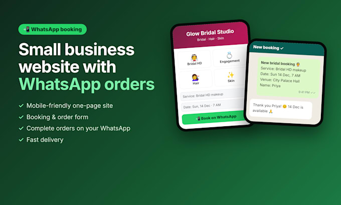 build a small business website with whatsapp booking