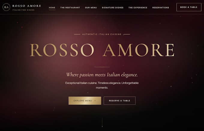 design a modern luxury restaurant menu
