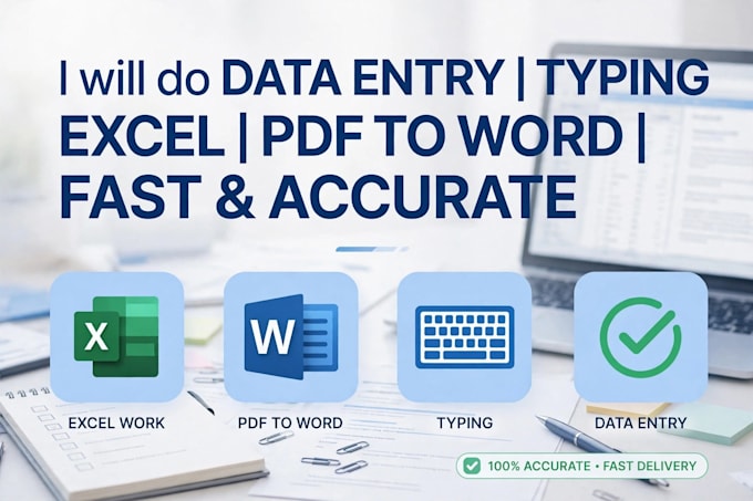 do web research data entry excel work and typing work